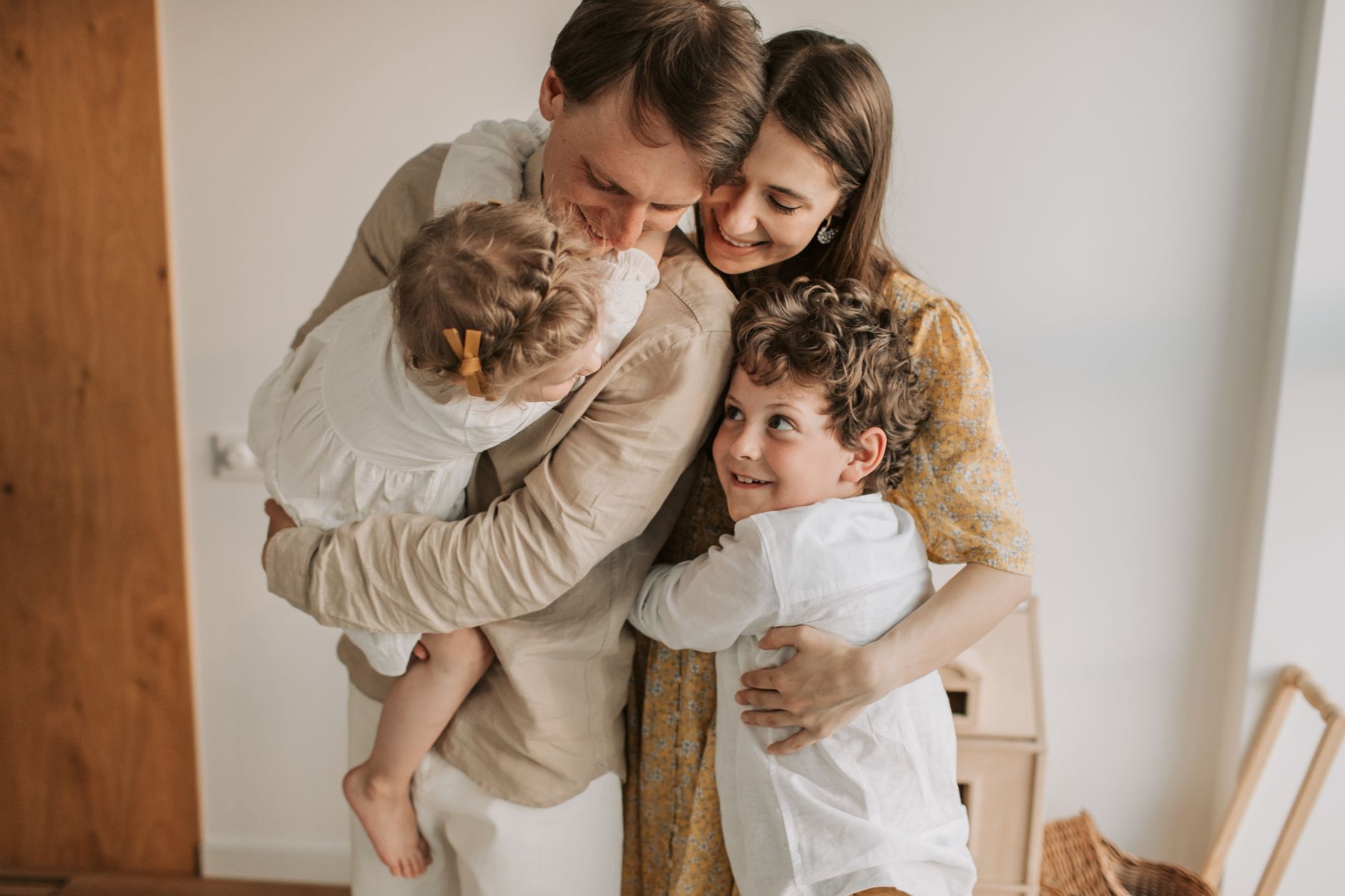 A family spending time together at home